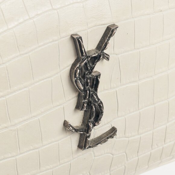 Saint Laurent Lou Camera White Croc-Embossed Crossbody - Picture 10 of 14